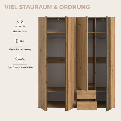 Homes & Jones Kleiderschrank 2-tlg., Schlafzimmerschrank 2x je 80 cm breit, 160 cm