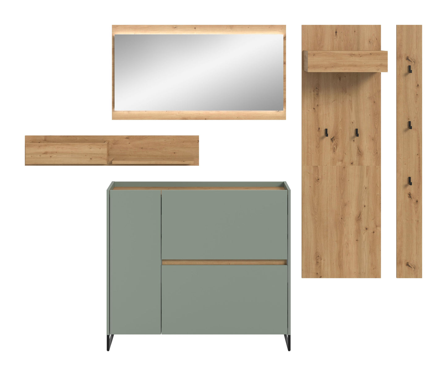 Ensemble d'entrée DRIVE (L/H/P : env. 236/192/32 cm) en sauge/sauge