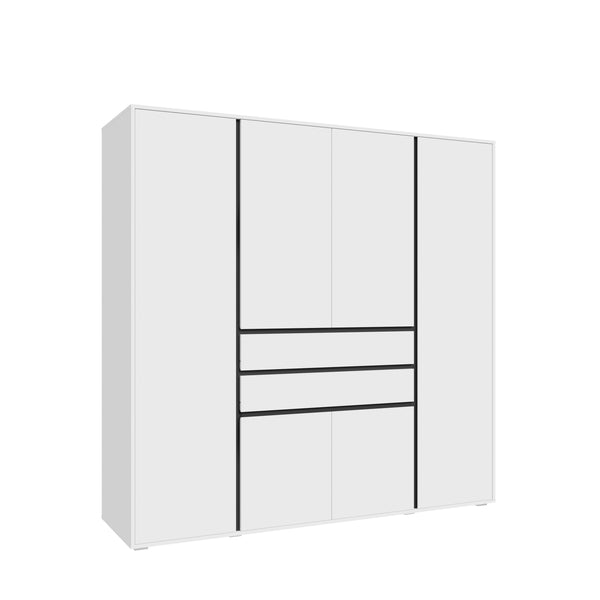 Armoire 4 portes FALUN (l/H/P : env. 197/194/56 cm) imitation chêne Artisan/blanc