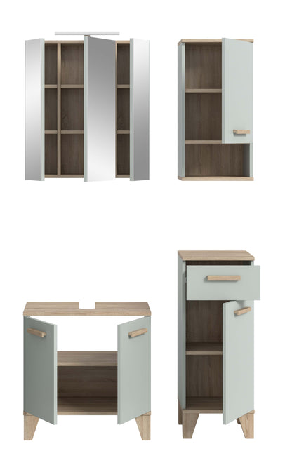 Ensemble de salle de bain avec éclairage STAR (L/H/P : env. 109/190/34 cm) en vert clair/vert clair