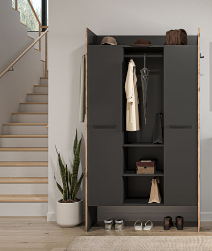 Armoire de vestiaire BUENO (L/H/P : env. 105/189/37 cm) en gris basalte/gris basalte
