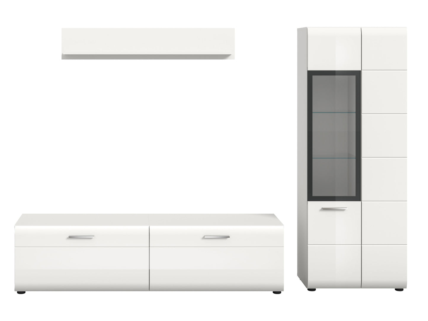 Meuble TV ICE (L/H/P : env. 235/160/41 cm) blanc/blanc laqué