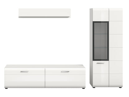Meuble TV ICE (L/H/P : env. 235/160/41 cm) blanc/blanc laqué