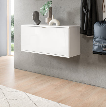 Homes & Jones Garderobensitzbank weiß Hochglanz Front, hängend montierbar