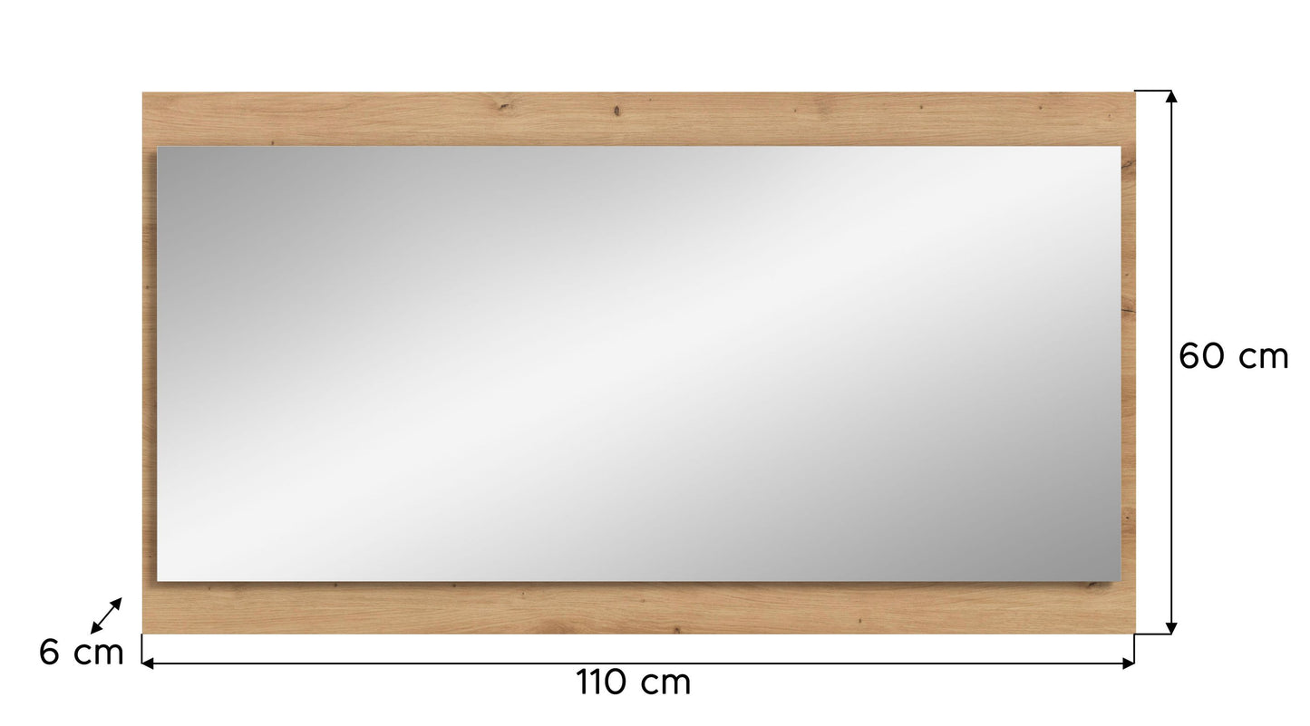 Homes & Jones Spiegel 110 cm breite, Spiegel auf Rahmen in Holzoptik, Flurmöbel