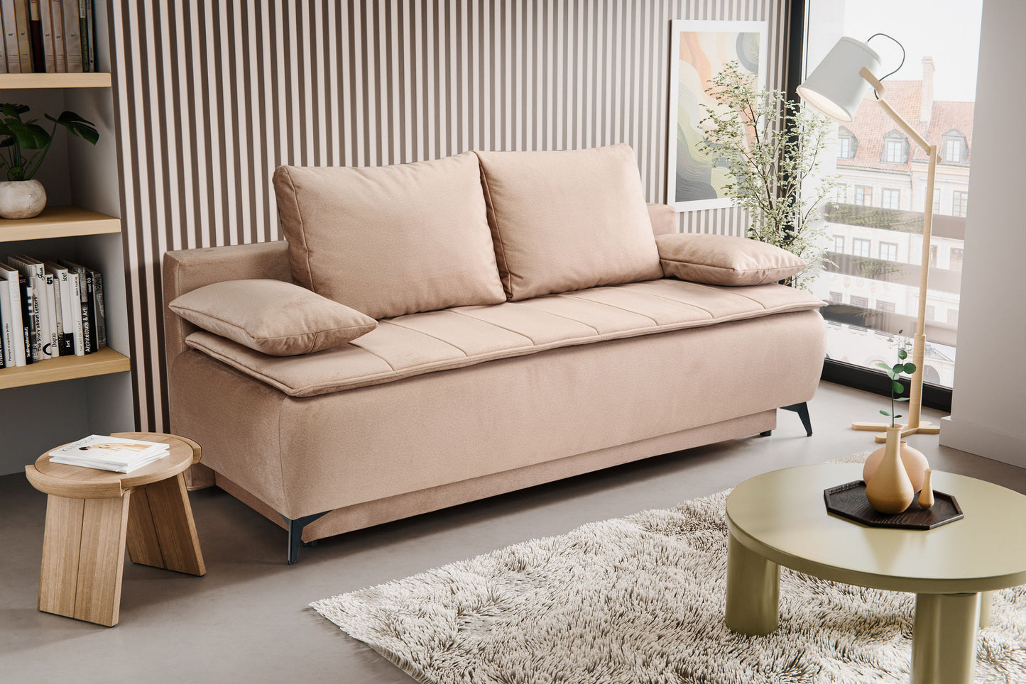 Canapé convertible Sendi – Luxueux canapé en velours avec fonction couchage