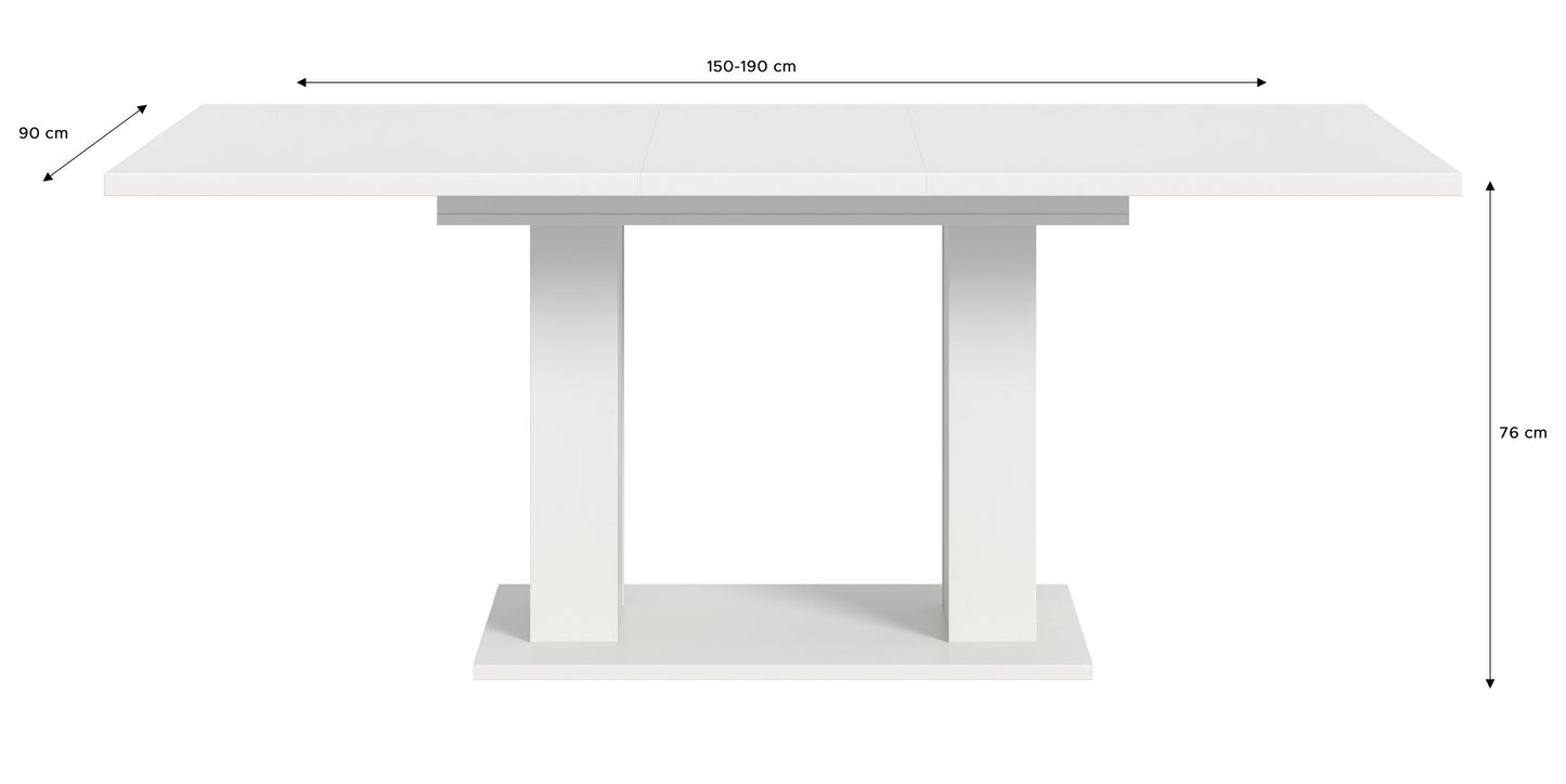 Table de salle à manger MOTION (L/H/P : env. 150/76/90 cm) en blanc/cachemire