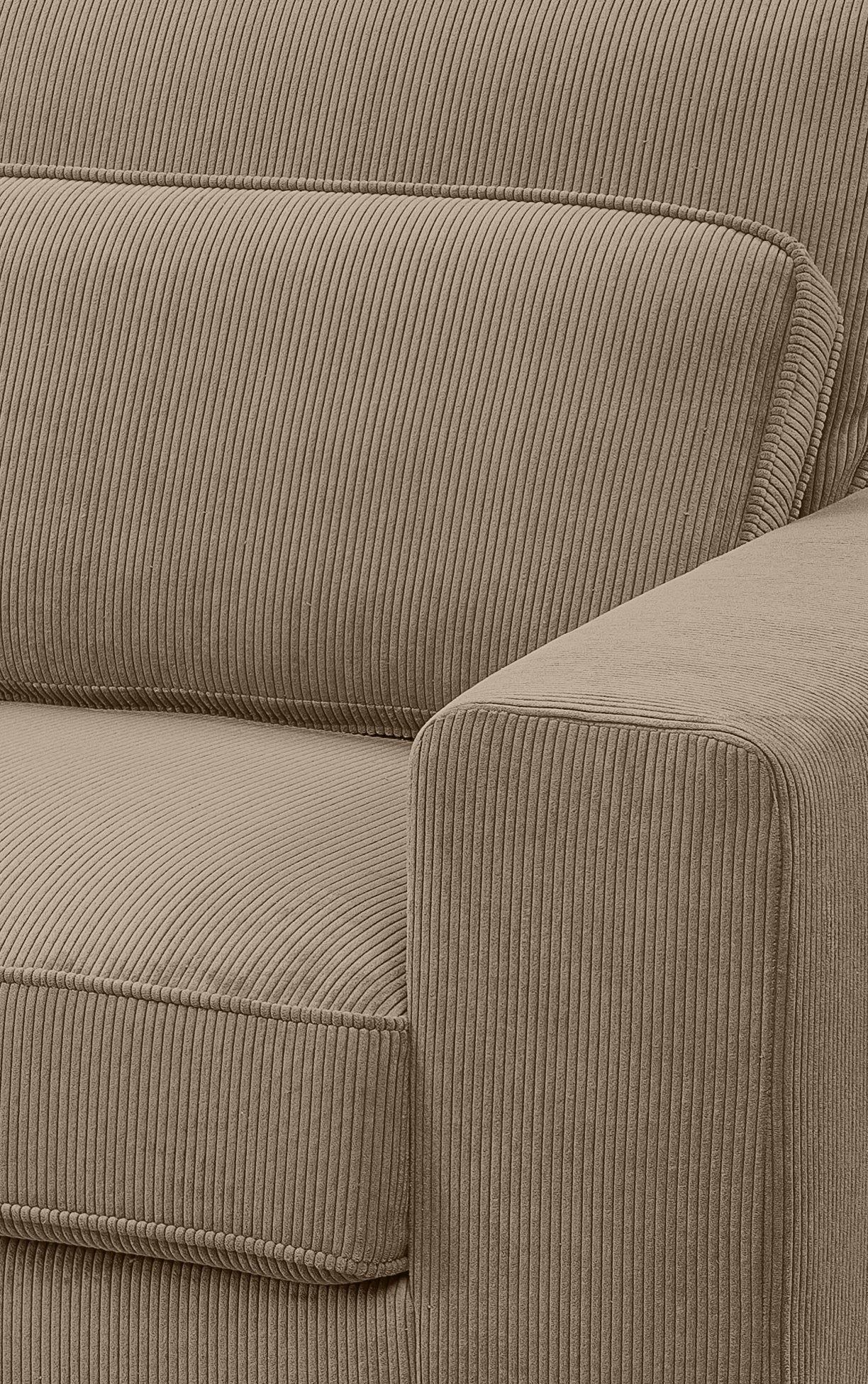 Cordstoff am Sofa-Polster, Rücken- und Sitzkissen mit feinen Längsrippen und Naht