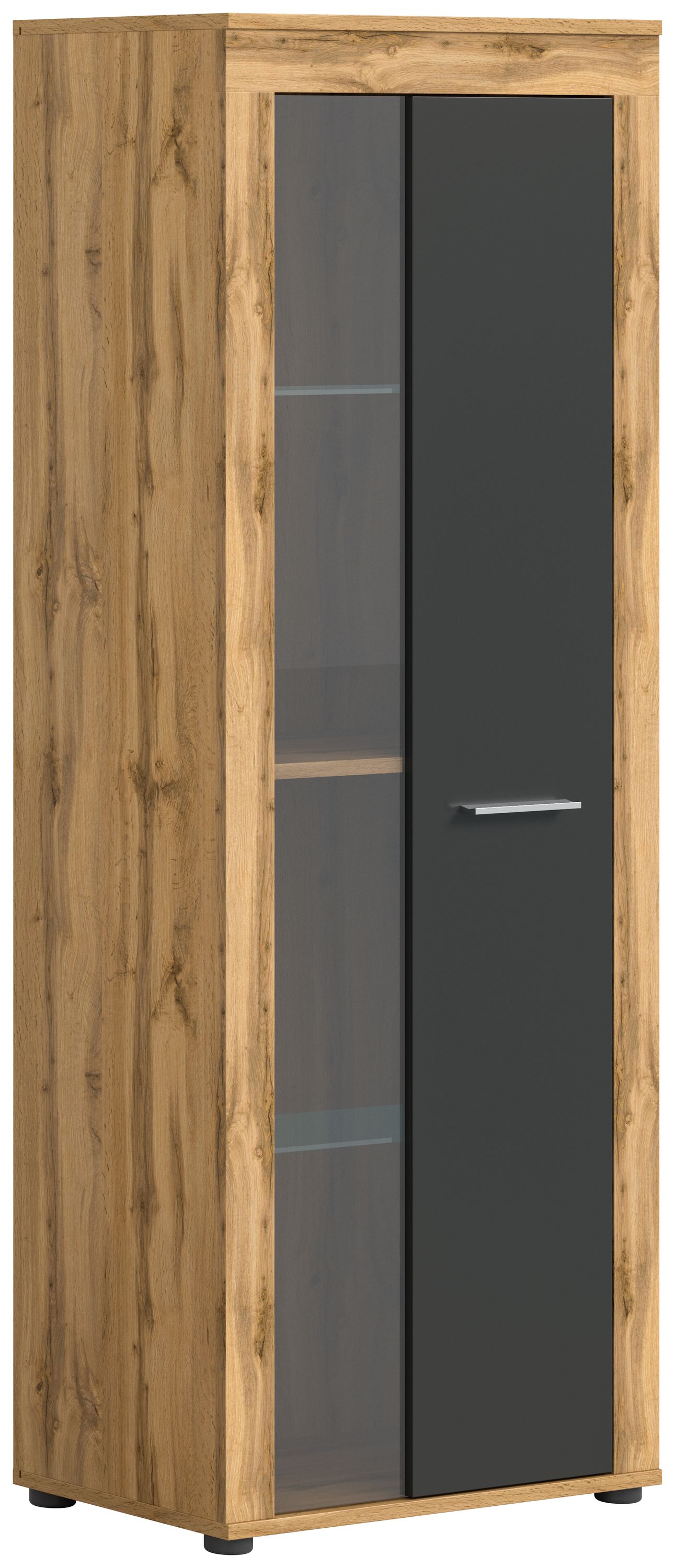 Homes & Jones Vitrinenschrank 60 cm breit, Wohnzimmerschrank, Wohnmöbel