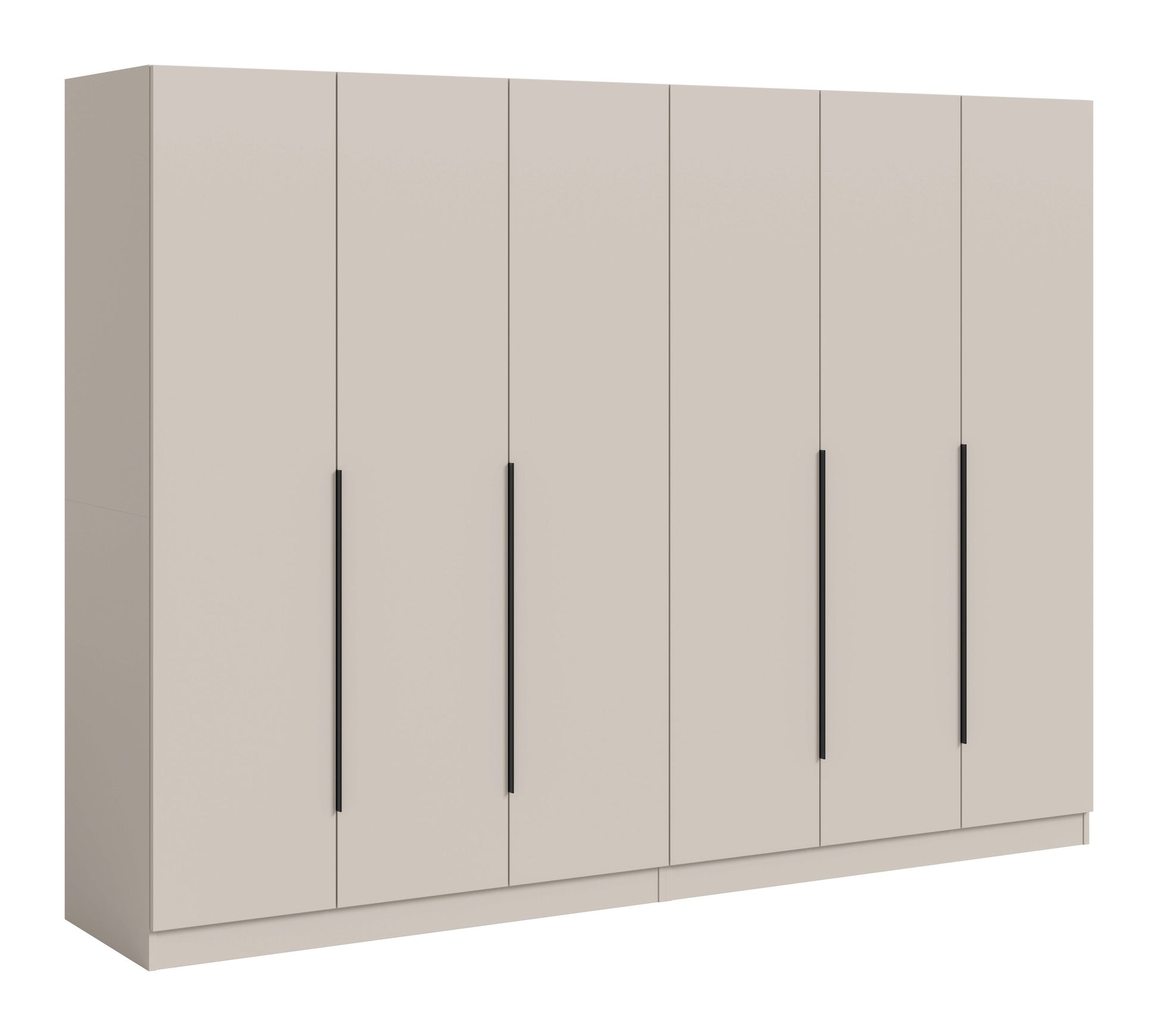 Homes & Jones Kleiderschrank 2-tlg. in Hellbeige, sechs Türen mit schmalen Griffen