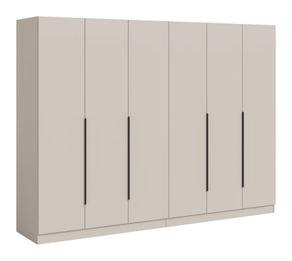 Homes & Jones Kleiderschrank 2-tlg. in Hellbeige, sechs Türen mit schmalen Griffen