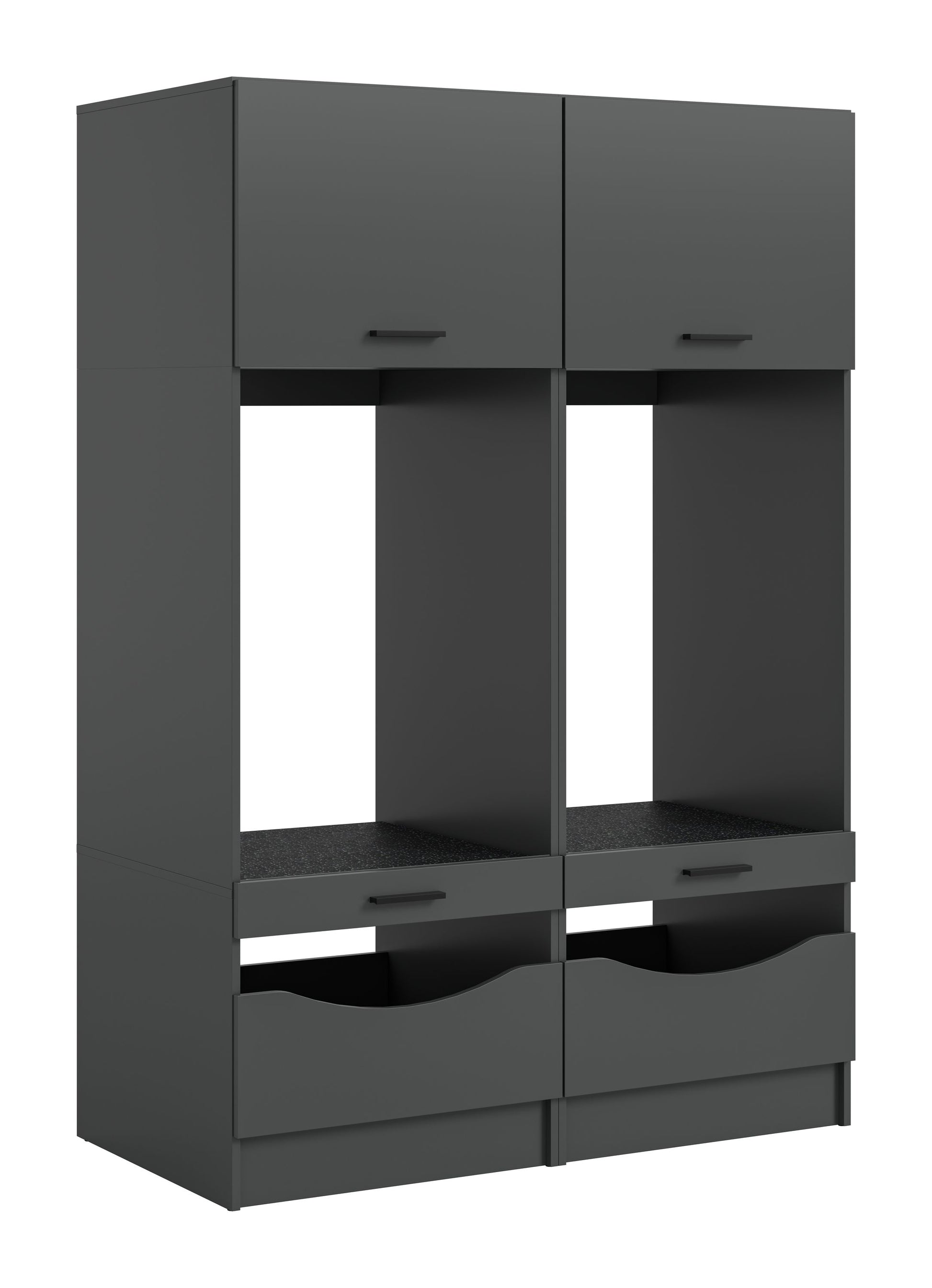 Waschmaschinenschrank-Set (2-teilig) mit Schubladen und Türen, grau