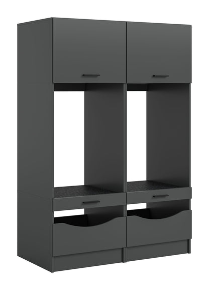 Waschmaschinenschrank-Set (2-teilig) mit Schubladen und Türen, grau