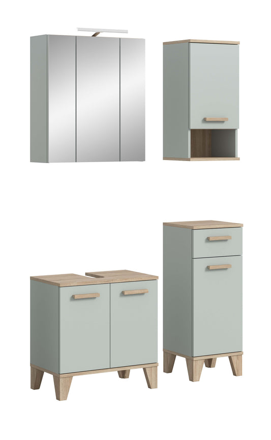 Ensemble de salle de bain avec éclairage STAR (L/H/P : env. 109/190/34 cm) en vert clair/vert clair