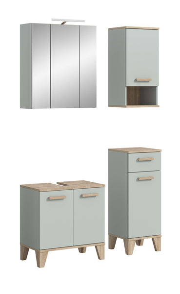 Ensemble de salle de bain avec éclairage STAR (L/H/P : env. 109/190/34 cm) en vert clair/vert clair