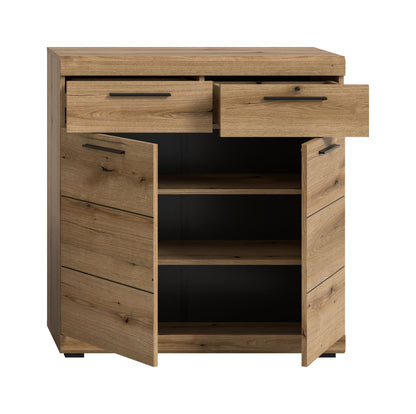 Homes & Jones Kommode mit Schublade, helle Holzoptik, offene Fächer und seitliche Bretter