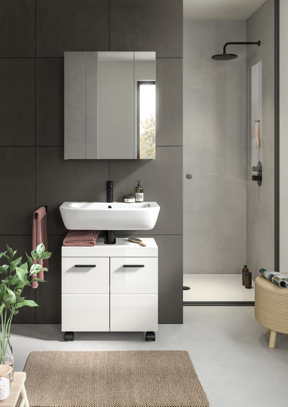 Ensemble de salle de bain NOVA (L/H/P : env. 60/191/30 cm) en blanc/blanc brillant