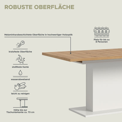 Homes & Jones Esstisch 150x76x90 cm, Esszimmertisch-Tisch mit Säulen Gestell