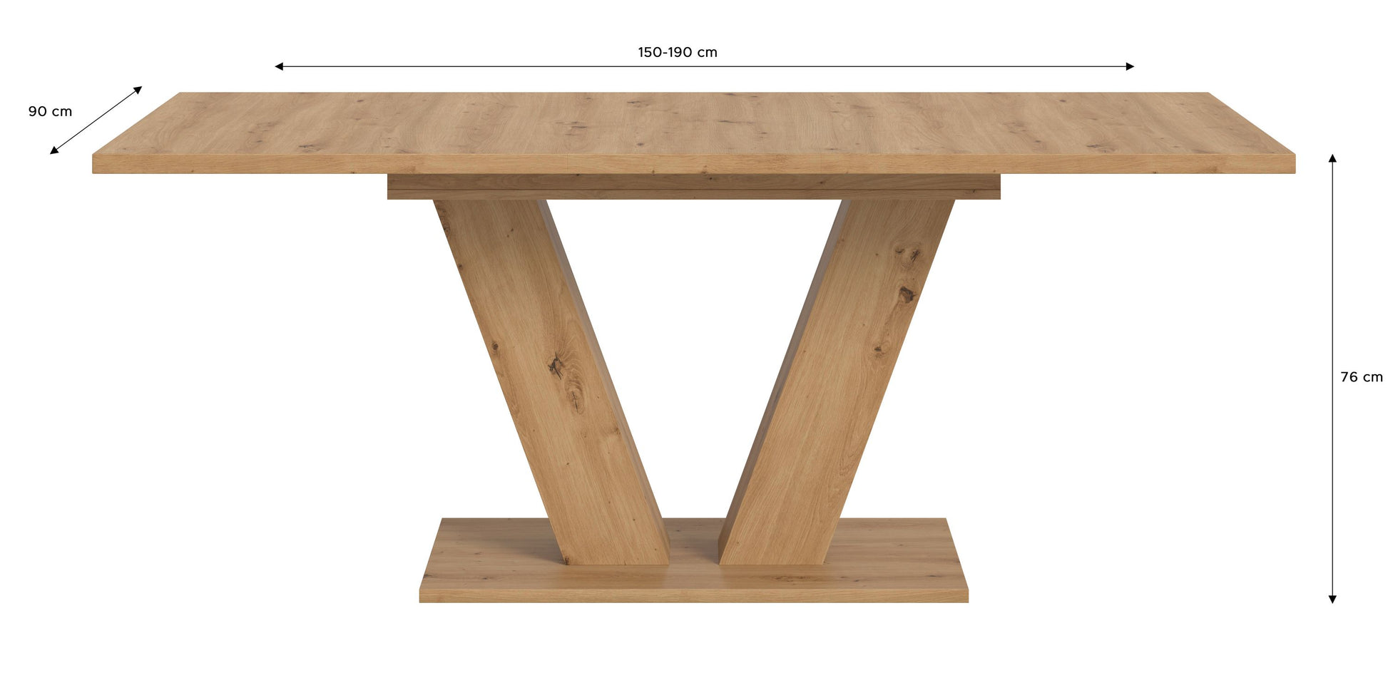 Esstisch mit heller Holzplatte und X-Gestell aus hellem Holz, rechteckig