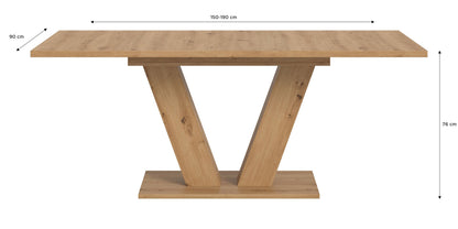 Esstisch mit heller Holzplatte und X-Gestell aus hellem Holz, rechteckig
