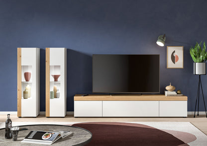 Homes & Jones Wohnwand 3-tlg. weiß, Lowboard für TV bis 70 Zoll geeignet