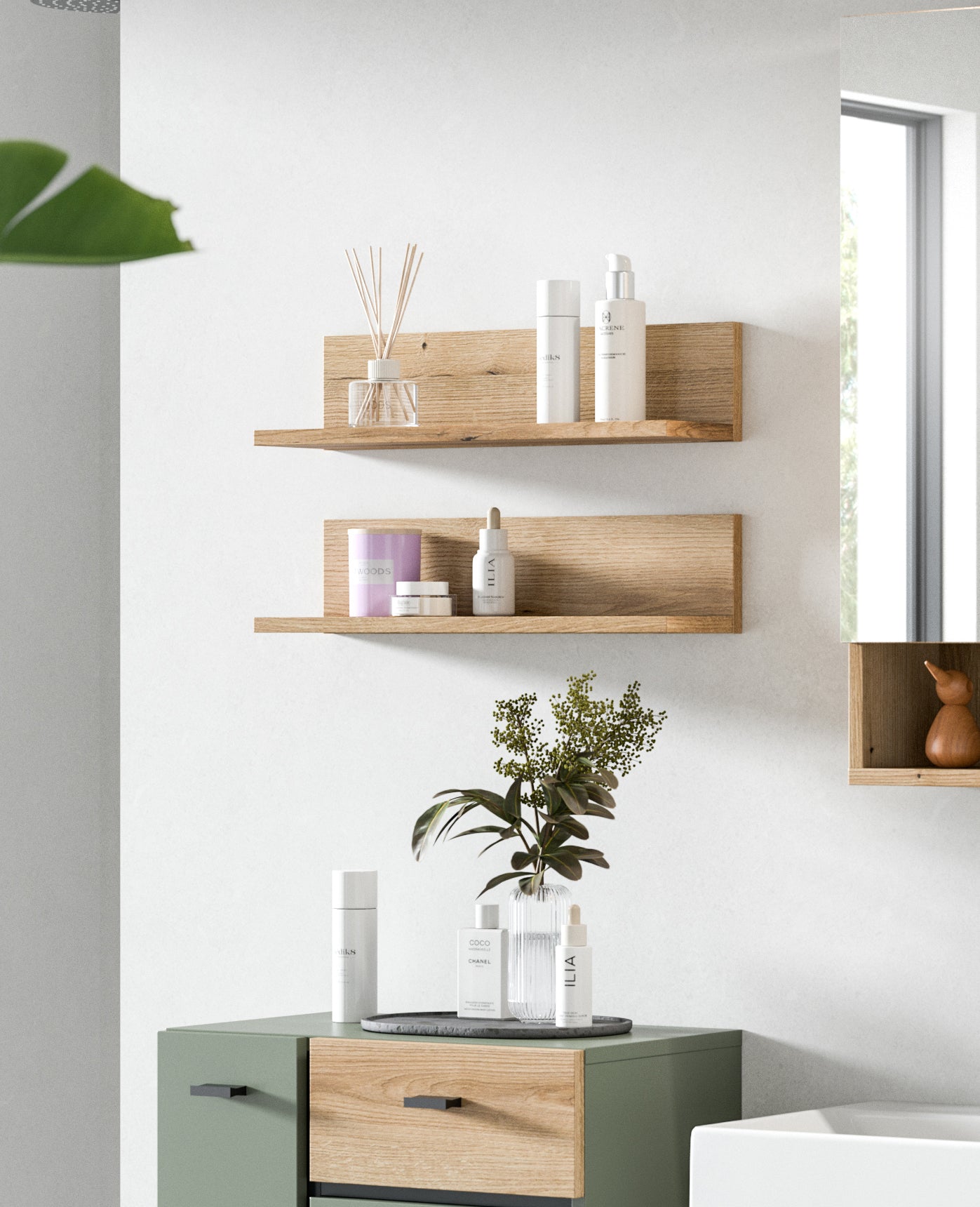 Homes & Jones Wandregal Set 2-tlg, Badmöbel-Badregal, Universel einsetzbar