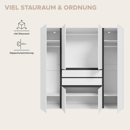 Homes & Jones Kleiderschrank 4trg., Gesamtbreite 197 cm, Universalschrank