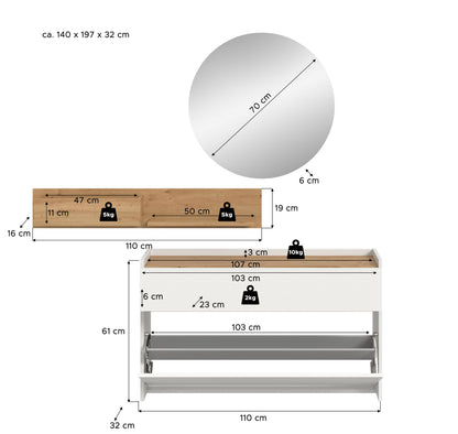Ensemble de vestiaire DRIVE (L/H/P : env. 140/197/32 cm) en sauge/sauge