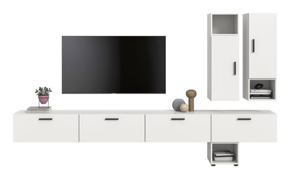 Meuble TV mural THE ONE (L/H/P : env. 300/178/34 cm) en imitation chêne Artisan/vert fumé