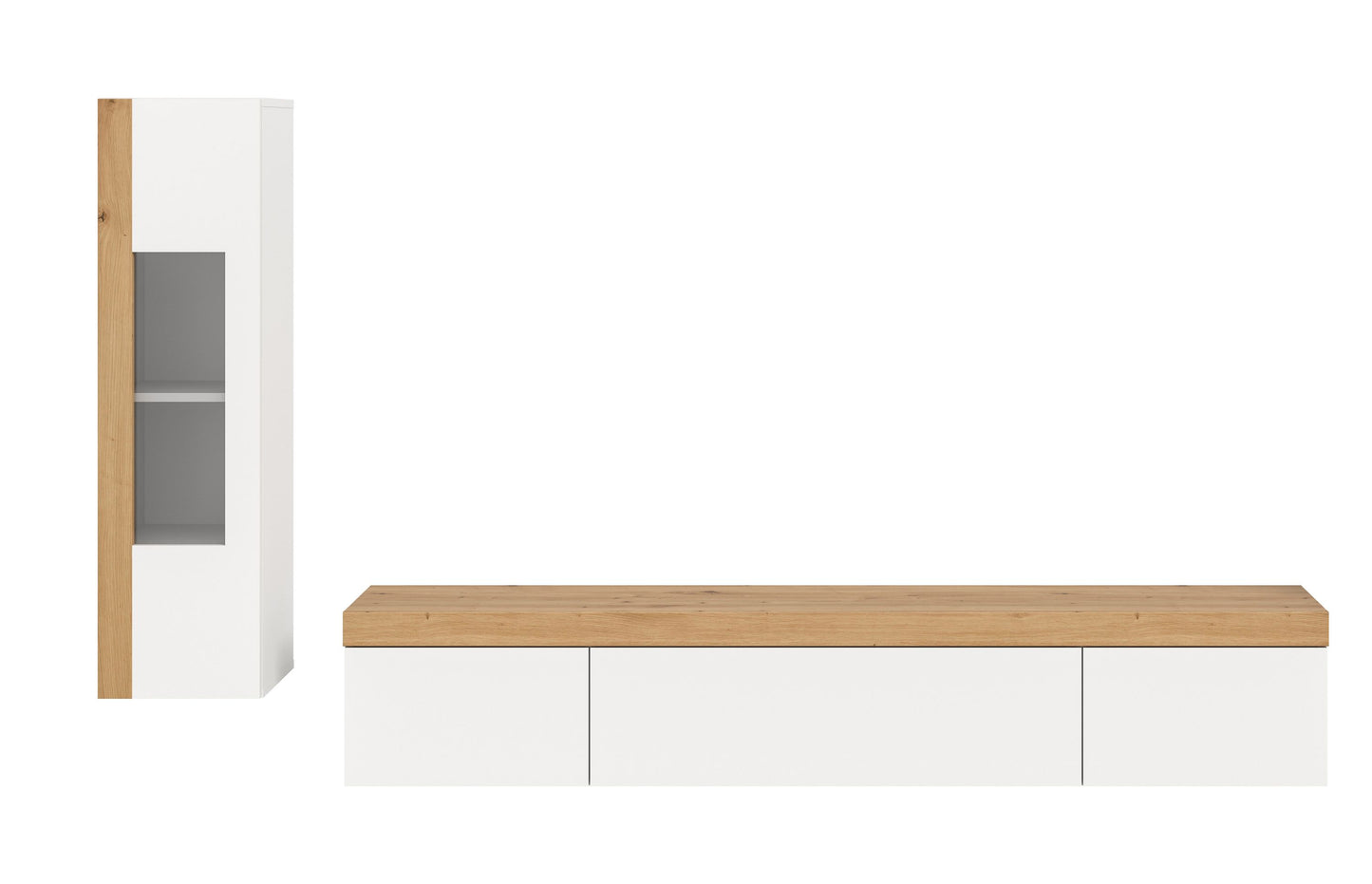 Homes & Jones Wohnwand 2-tlg. weiß, Lowboard für TV bis 70 Zoll geeignet
