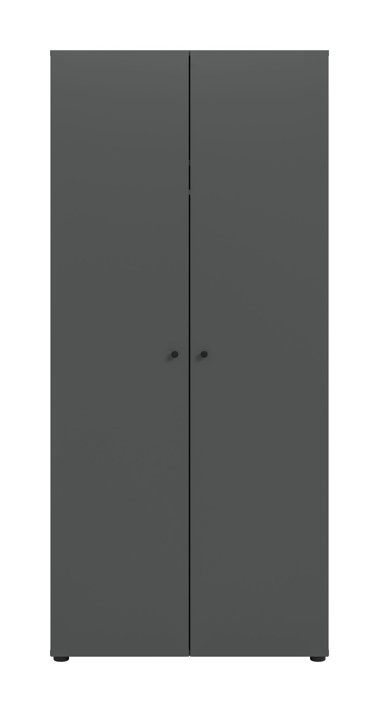 Armoire 2 portes DARWIN (L/H/P : env. 80/176/51 cm) anthracite/anthracite