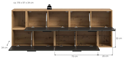 Homes & Jones Wohnwand 2-tlg. TV Möbel Modular Lowboard, Wohnzimmerschrank