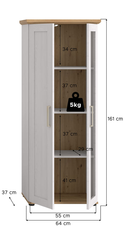 Display cabinet VERONA (W/H/D: approx. 64/161/37 cm) in Sibiu larch replica/Sibiu larch replica