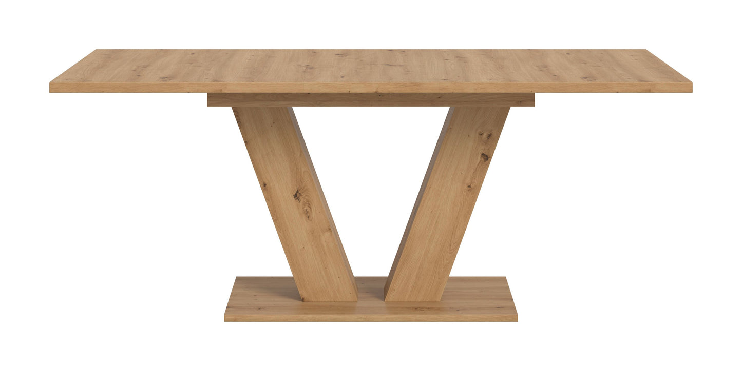 Esstisch mit heller Holzplatte und X-Gestell aus Holz, rechteckig
