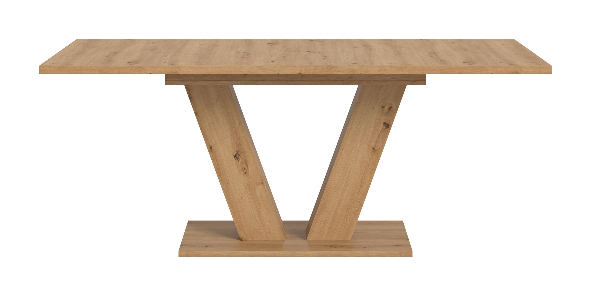 Esstisch mit heller Holzplatte und X-Gestell aus Holz, rechteckig