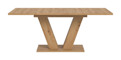 Esstisch mit heller Holzplatte und X-Gestell aus Holz, rechteckig