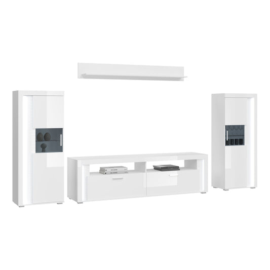 Combinaison murale SKYLIGHT (L/H/P: env. 351/202/46 cm) en blanc/blanc brillant