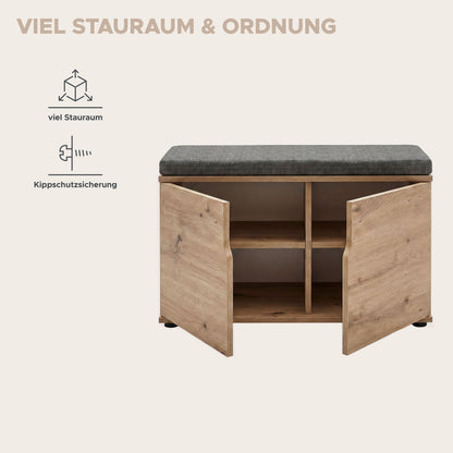 Keno Sitzbank inkl. Sitzkissen (B/H/T: 80x44x37 cm) in Artisan Eiche Nachbildung