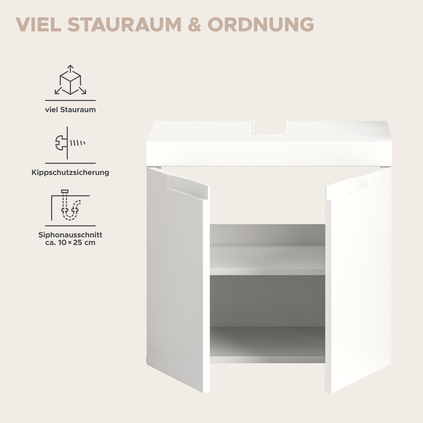 Viana Waschbeckenunterschrank (B/H/T: 60x56x34 cm) in Weiß matt und Weiß