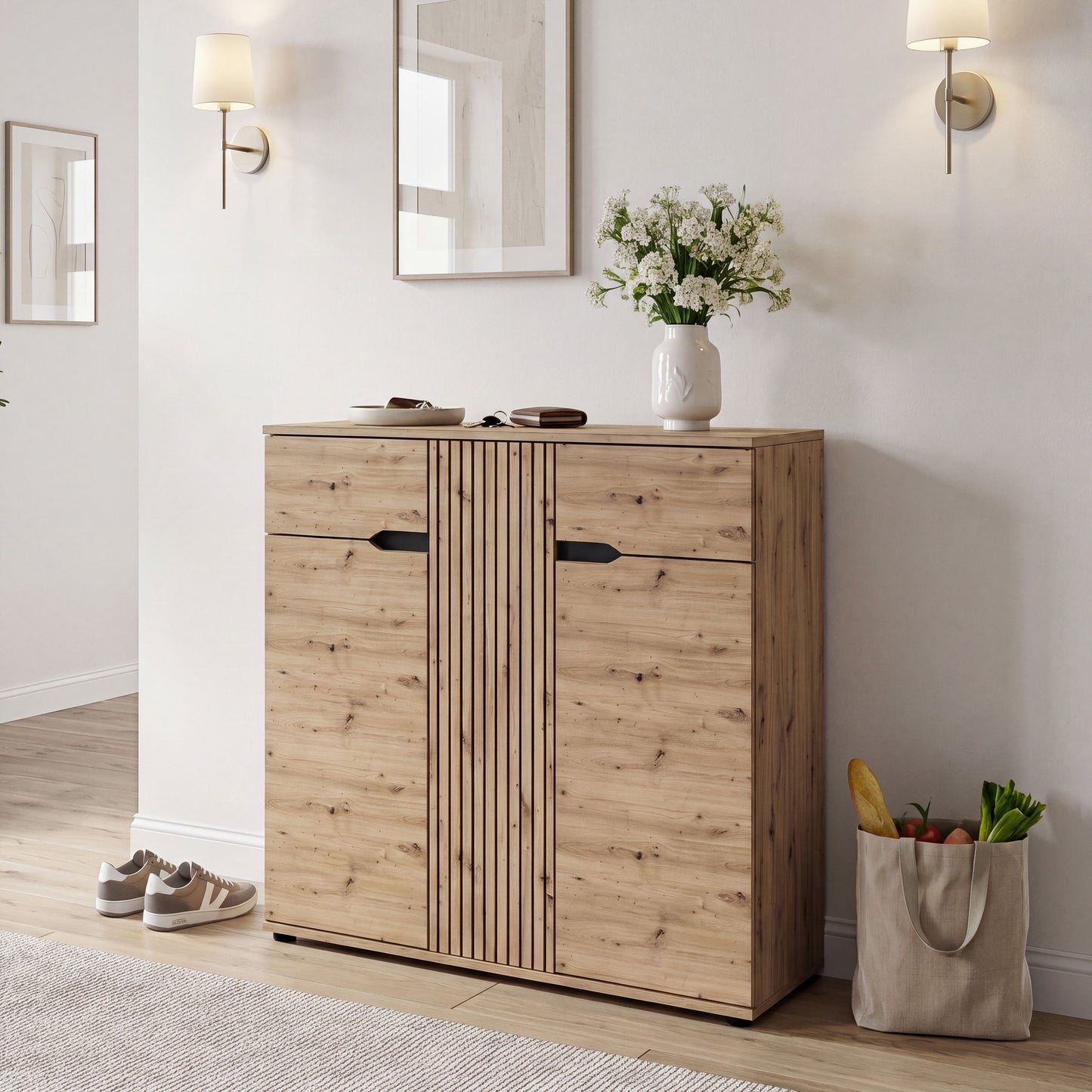 Keno Schuhkommode (B/H/T: 104x98x37 cm) in Artisan Eiche Nachbildung