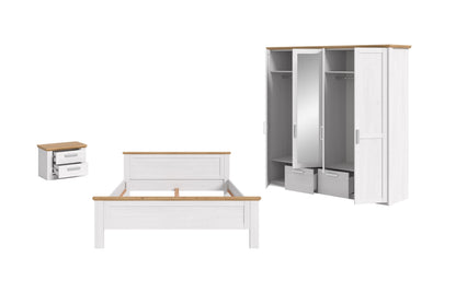 Homes & Jones Bett 180x200cm inkl. 1 Nachtkommode und Kleiderschrank