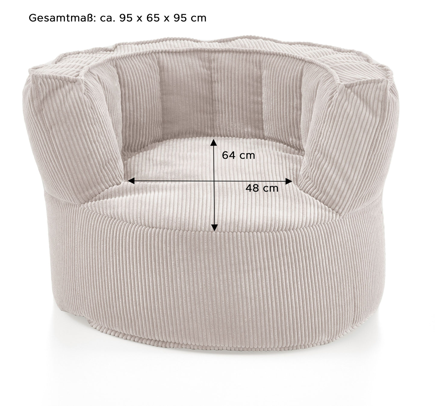 Homes & Jones Sitzsack Snuggle, Cord-Sessel mit Rückenlehne