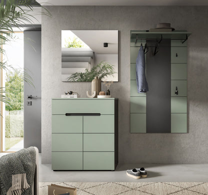 Ensemble de vestiaire CANU (L/H/P : env. 175/190/37 cm) gris Basalte/vert Smoke Green