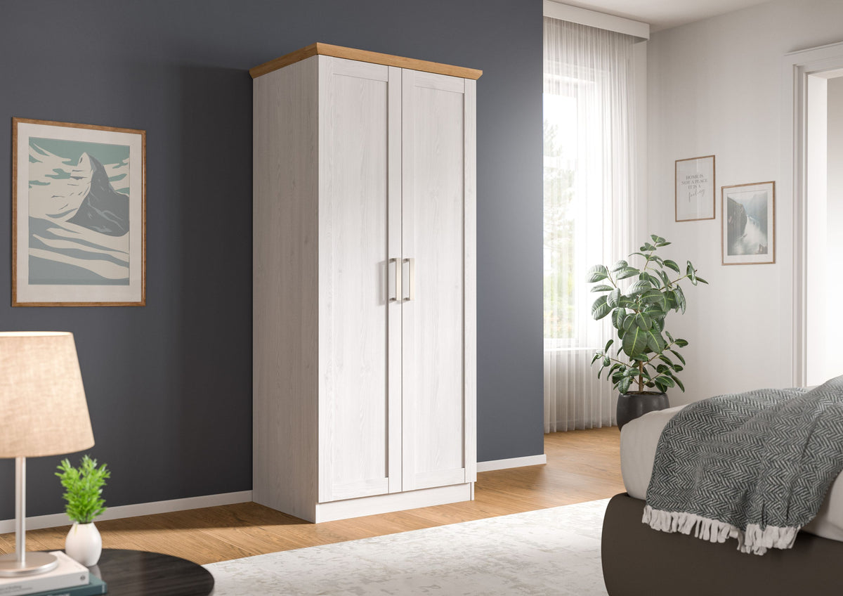 Wardrobe 2-door FLORENZ (W/H/D: approx. 84/185/54 cm) in Sibiu Larch finish/Sibiu Larch finish