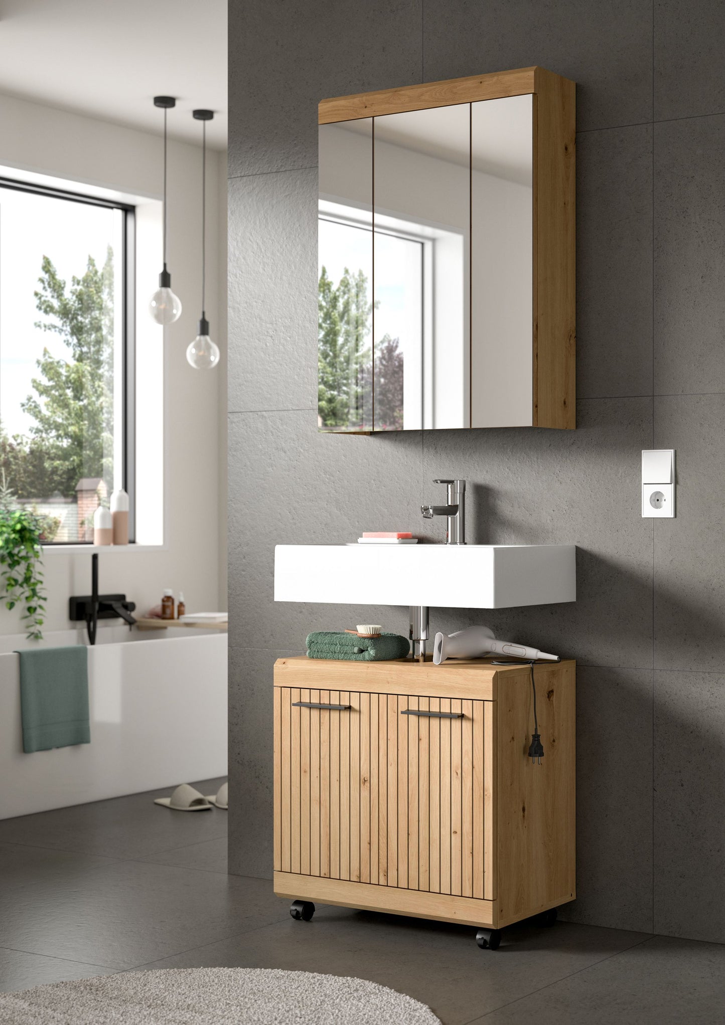 Homes & Jones Waschbeckenunterschrank auf Rollen, Schrank easy to handle