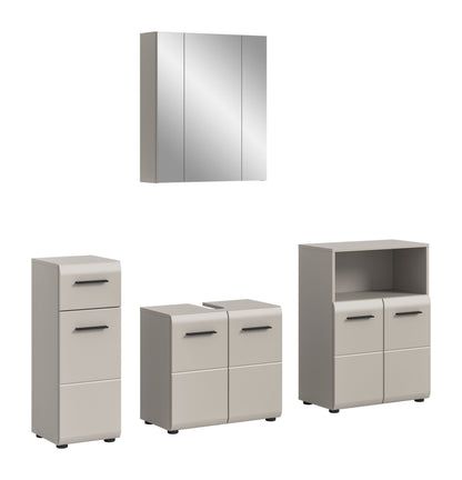 4-tlg. Badezimmermöbel-Set mit Spiegelschrank und Unterschränken, weiß matt
