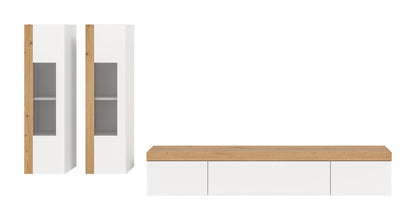 Homes & Jones Wohnwand 3-tlg. weiß, Lowboard für TV bis 70 Zoll geeignet