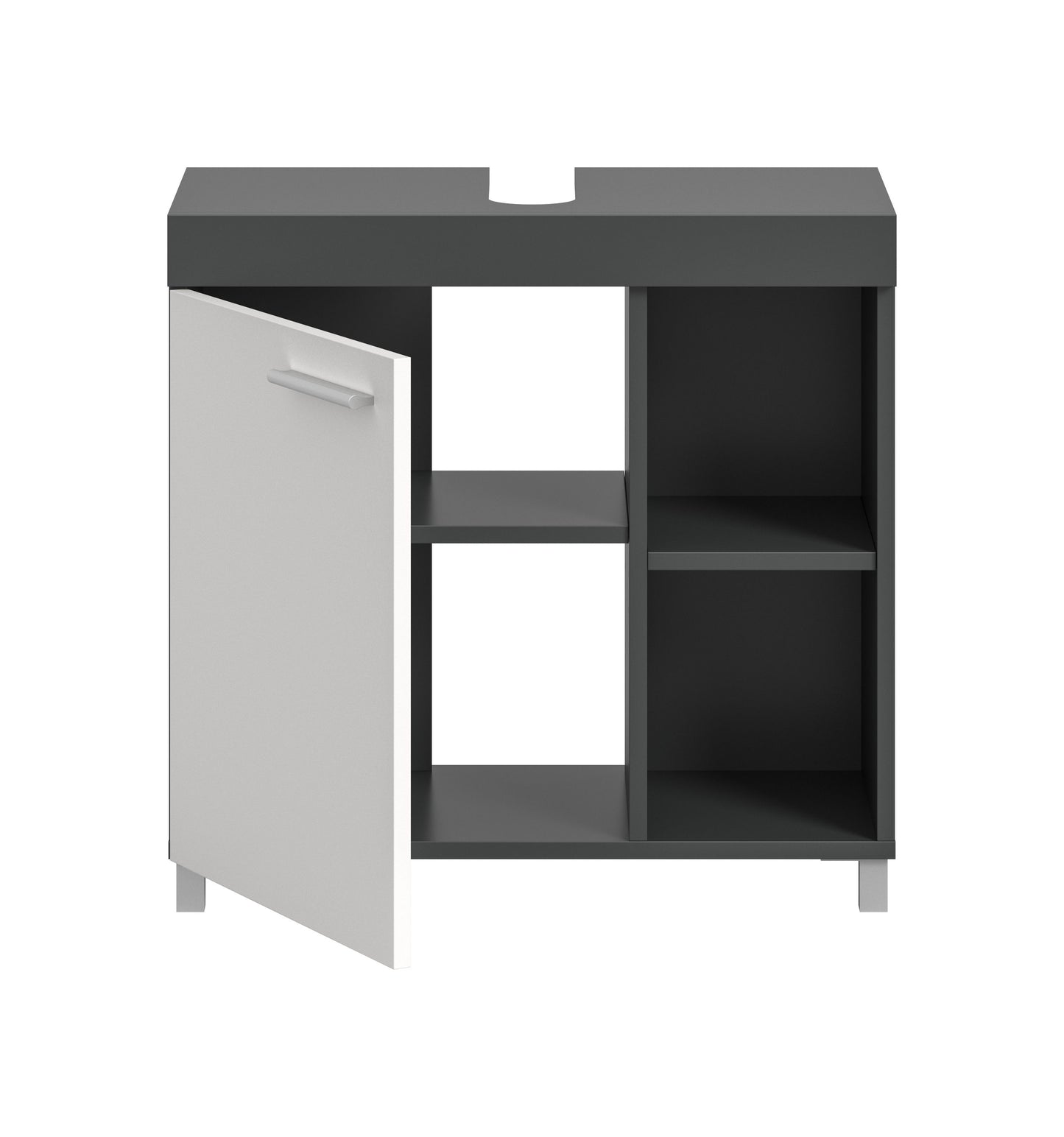 Homes & Jones Bad-Waschbeckenunterschrank 65 cm breit weiß-anthrazit, Badmöbel