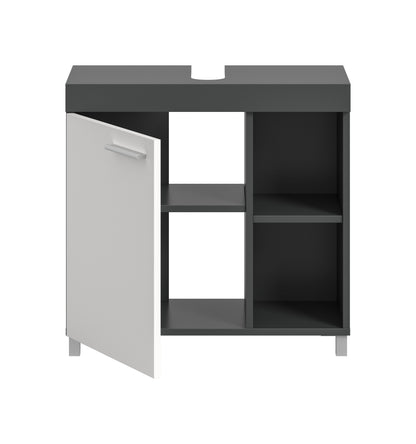 Homes & Jones Bad-Waschbeckenunterschrank 65 cm breit weiß-anthrazit, Badmöbel