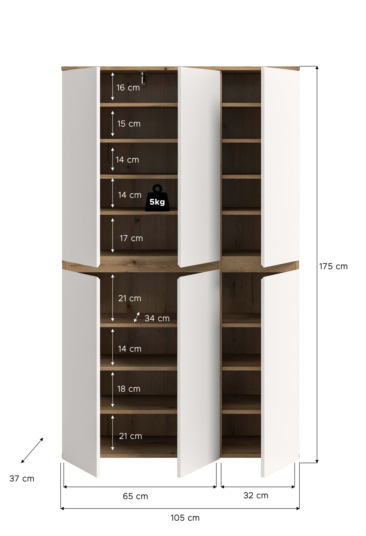 Homes & Jones Universalschrank 105 cm breit,  Mehrzweckschrank, Garderobe, Diele